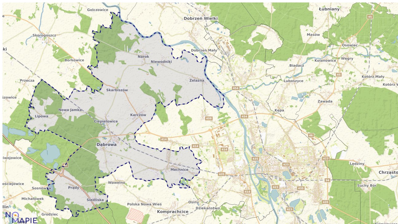 Mapa obszarów ochrony przyrody Dąbrowy