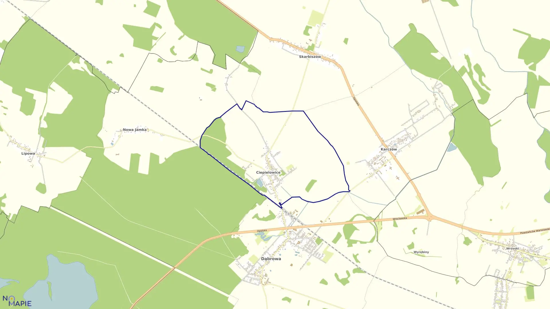 Mapa obrębu CIEPIELOWICE w gminie Dąbrowa