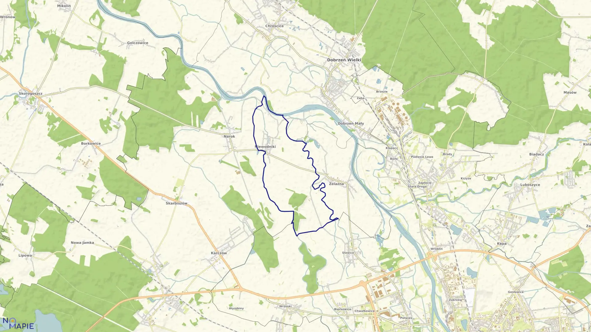 Mapa obrębu NIEWODNIKI w gminie Dąbrowa